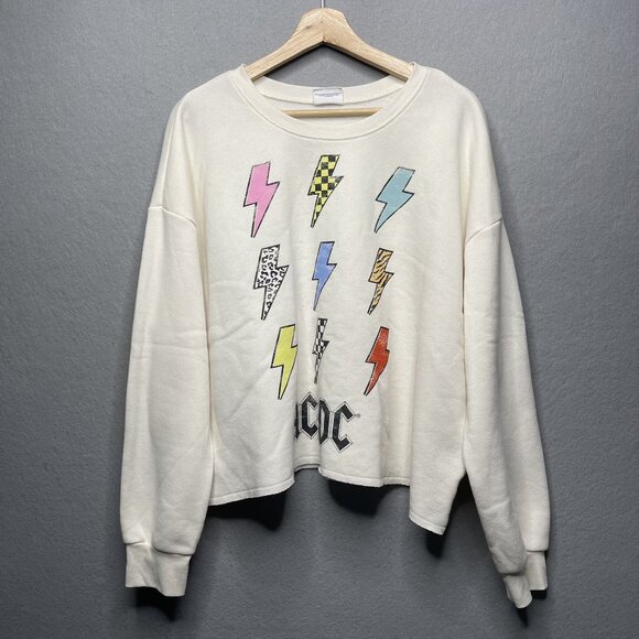 AC/DC Lightning Bolt Graphic Cream Sweatshirt XL Grayson Threads - Picture 1 of 6